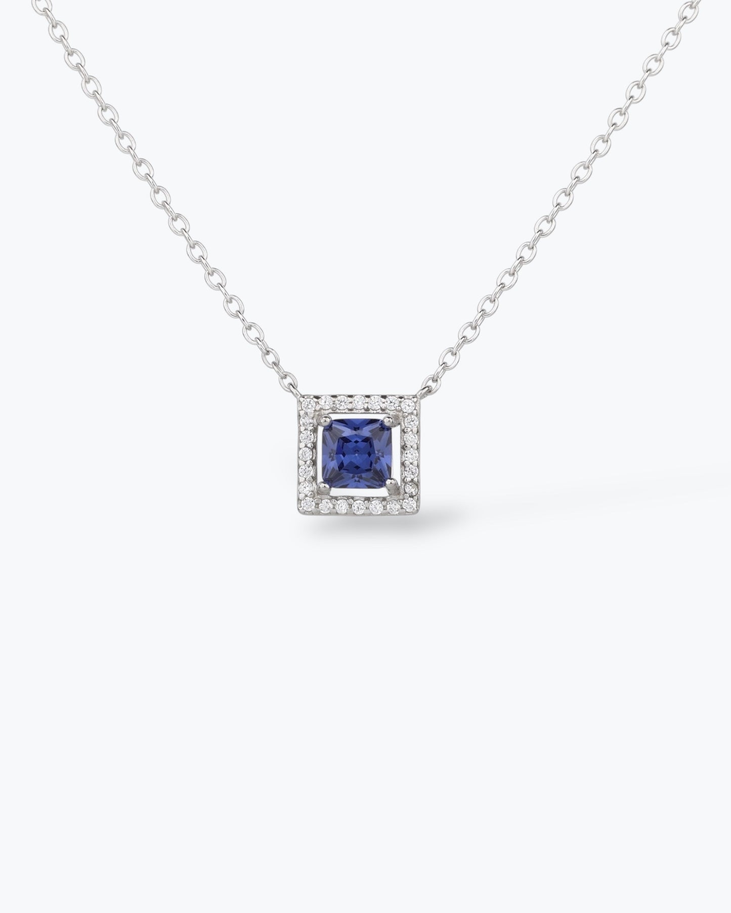 COLLANA TAGLIO QUADRATO CON ACQUAMARINA SINTETICA