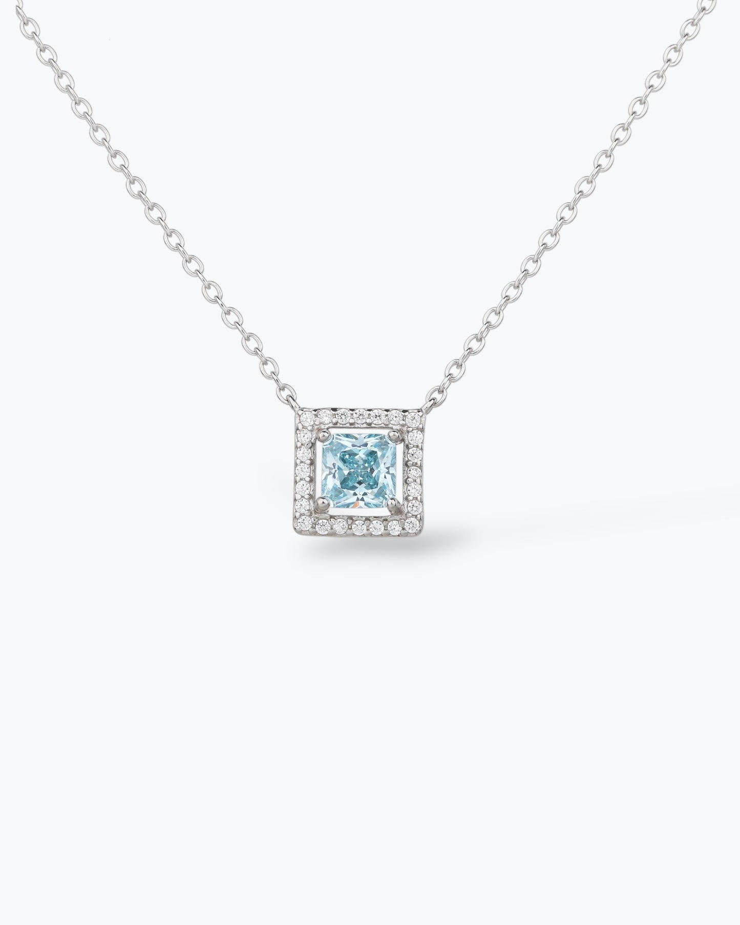 COLLANA TAGLIO QUADRATO CON ACQUAMARINA SINTETICA