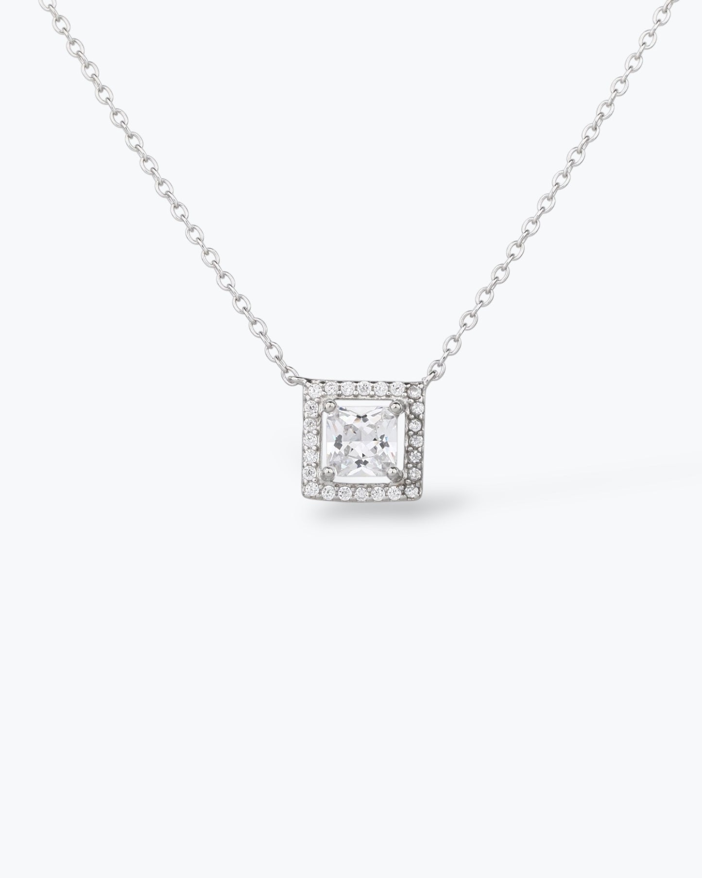 COLLANA TAGLIO QUADRATO CON ACQUAMARINA SINTETICA