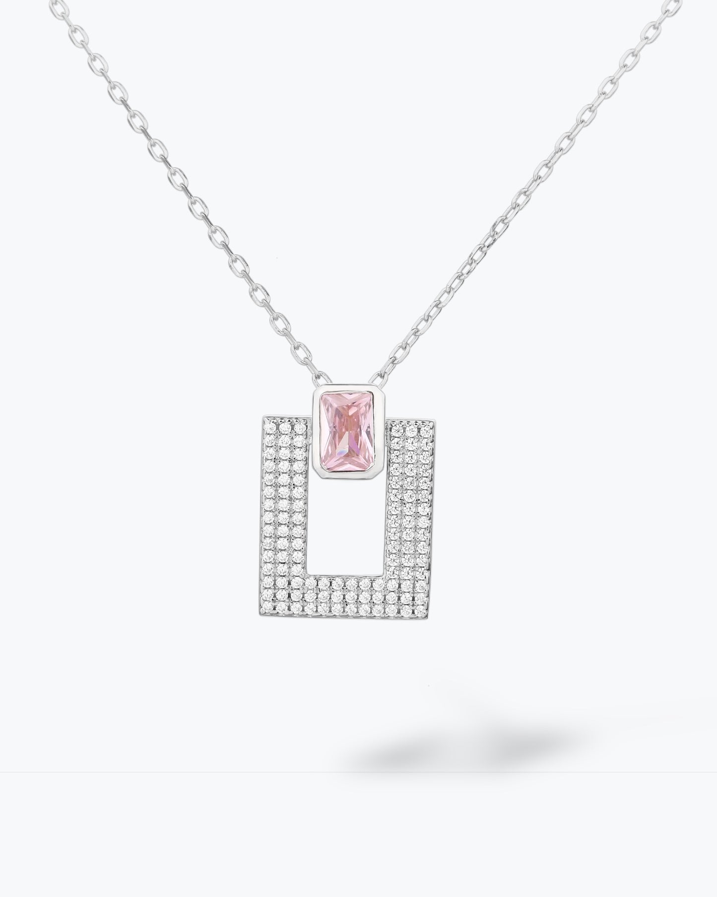 COLLANA GEOMETRICA CON ZIRCONE ROSA