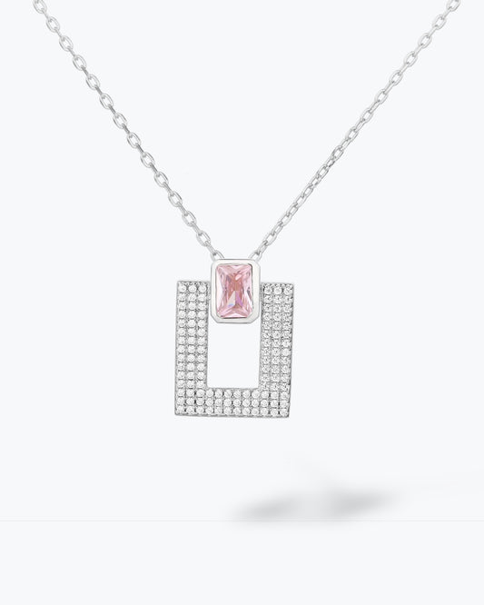 COLLANA GEOMETRICA CON ZIRCONE ROSA
