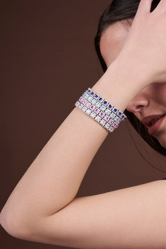 BRACCIALE TAGLIO QUADRATO CON ACQUAMARINA SINTETICA