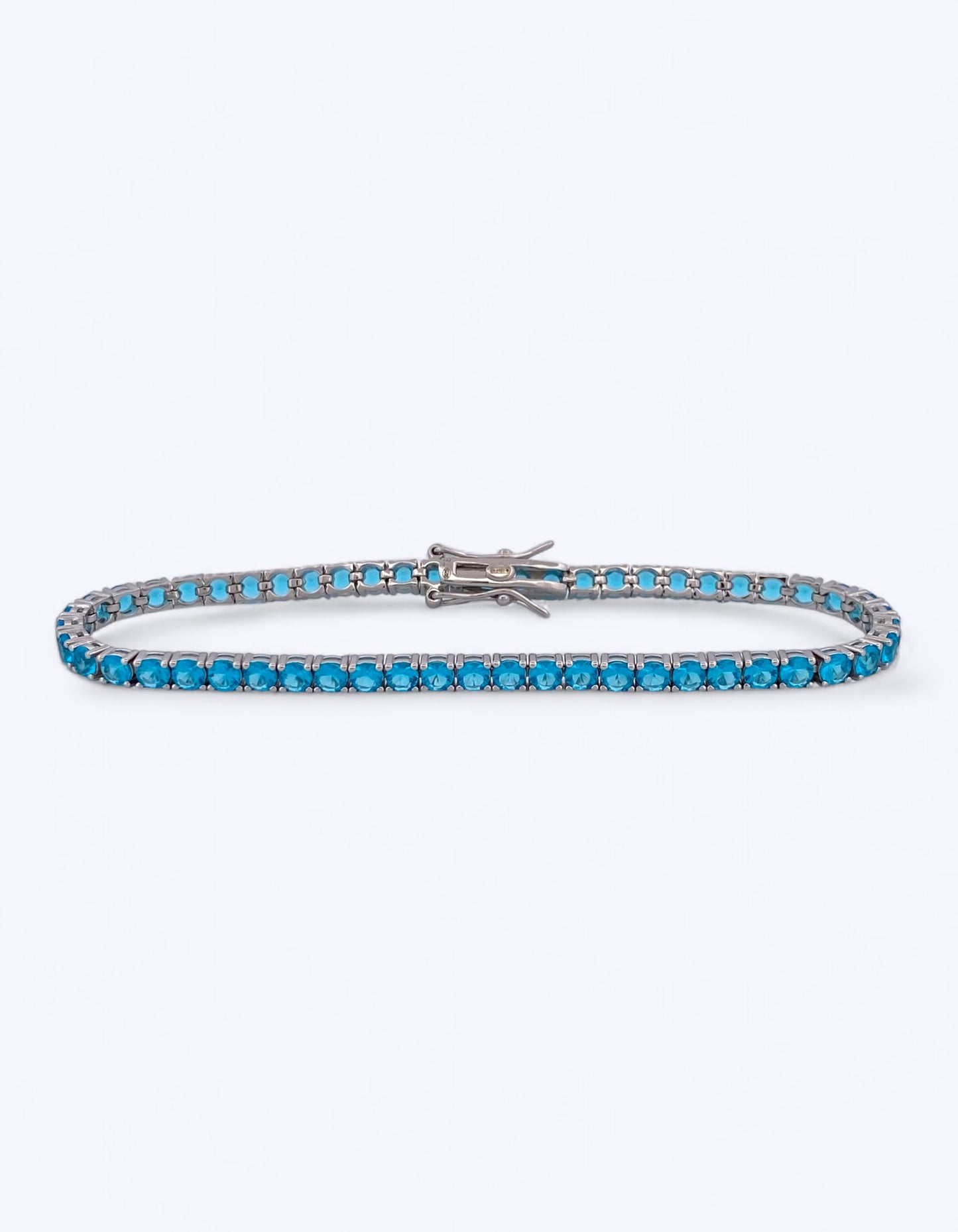 TENNIS IN ARGENTO 925 E ZIRCONI ACQUAMARINA