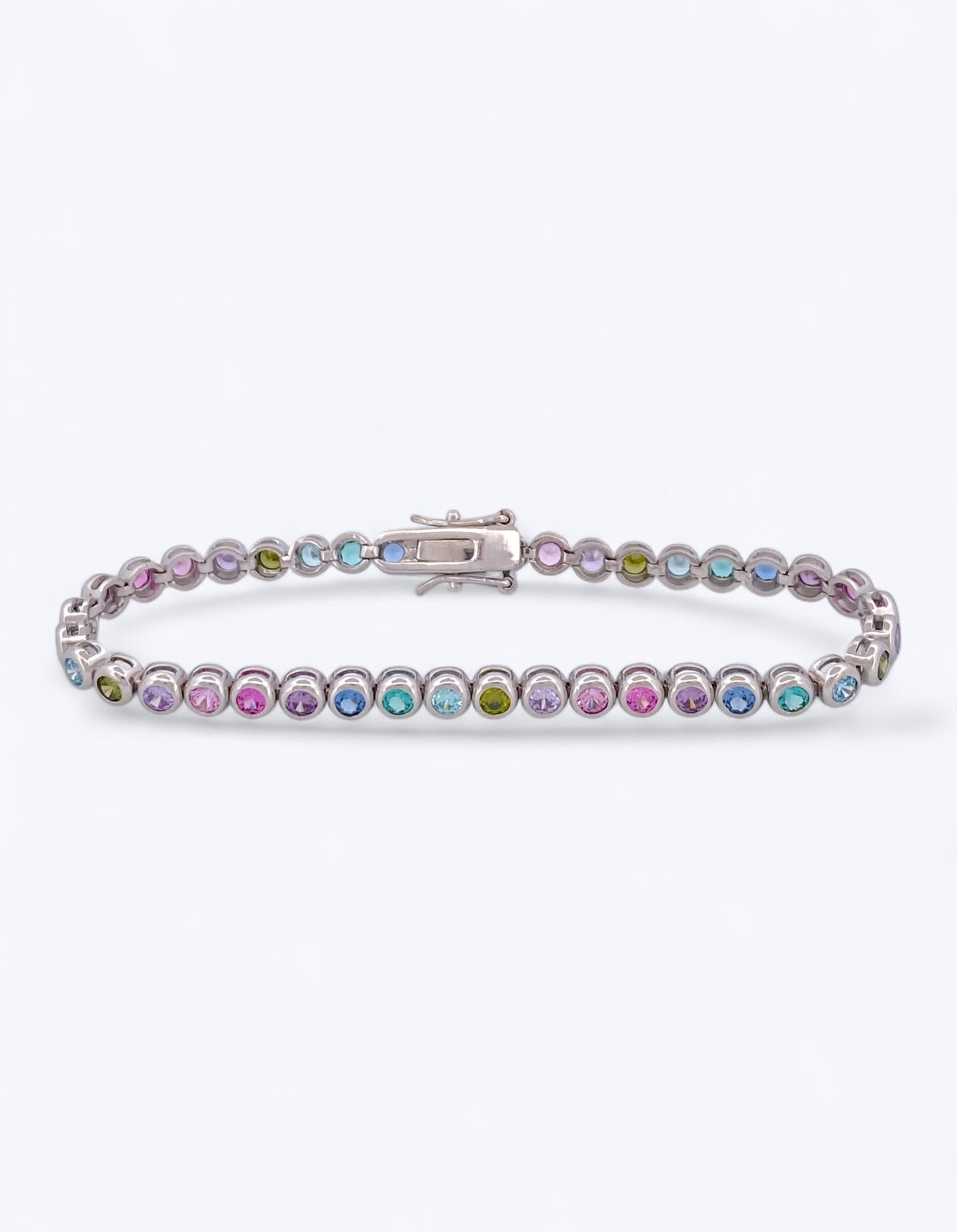 TENNIS IN ARGENTO 925 INCASTONATURA BEZEL CON ZIRCONI MULTICOLORI