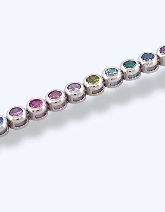 TENNIS IN ARGENTO 925 INCASTONATURA BEZEL CON ZIRCONI MULTICOLORI