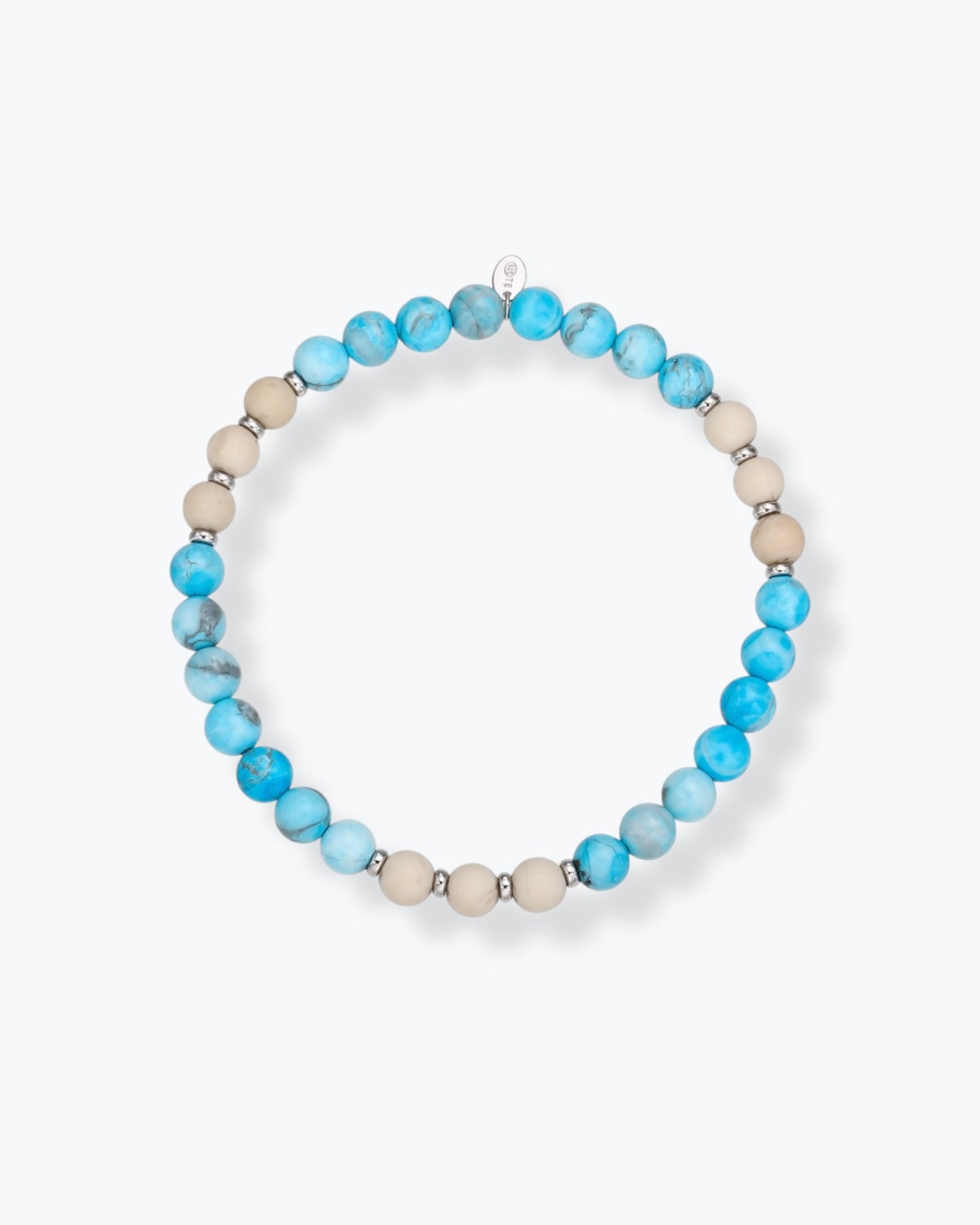 BRACCIALE ELASTICO TURCHESE BLU/ AVORIO