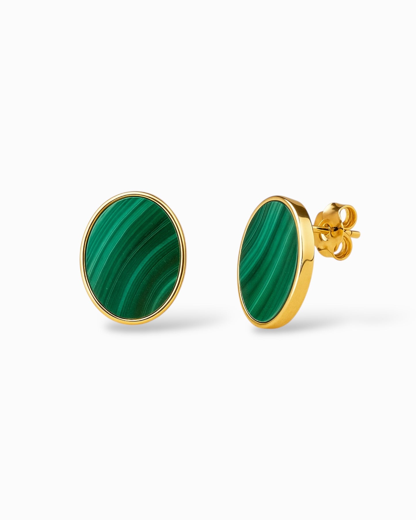 ORECCHINI OVALI CON MALACHITE NATURALE