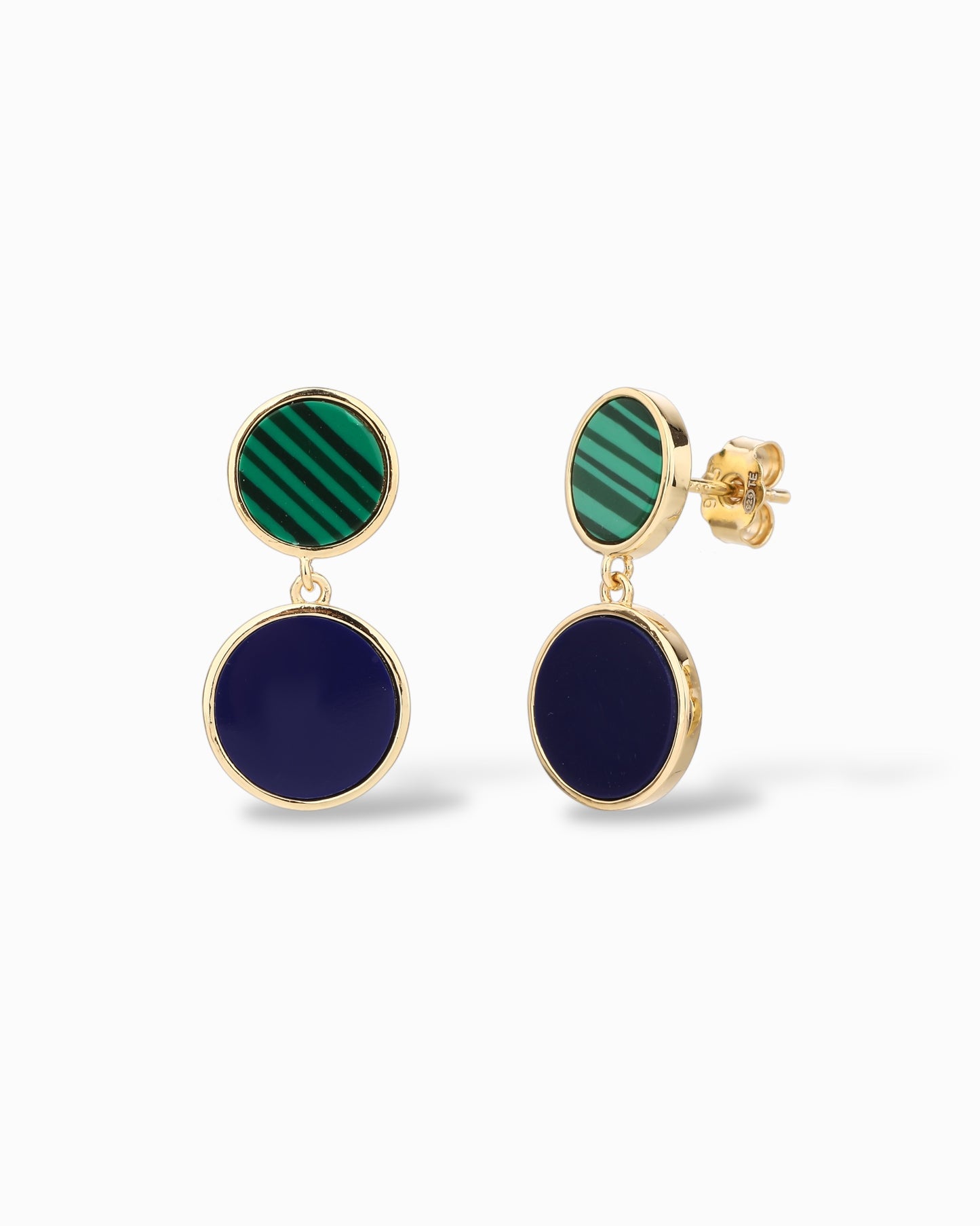 ORECCHINI PENDENTI CON MALACHITE E LAPIS