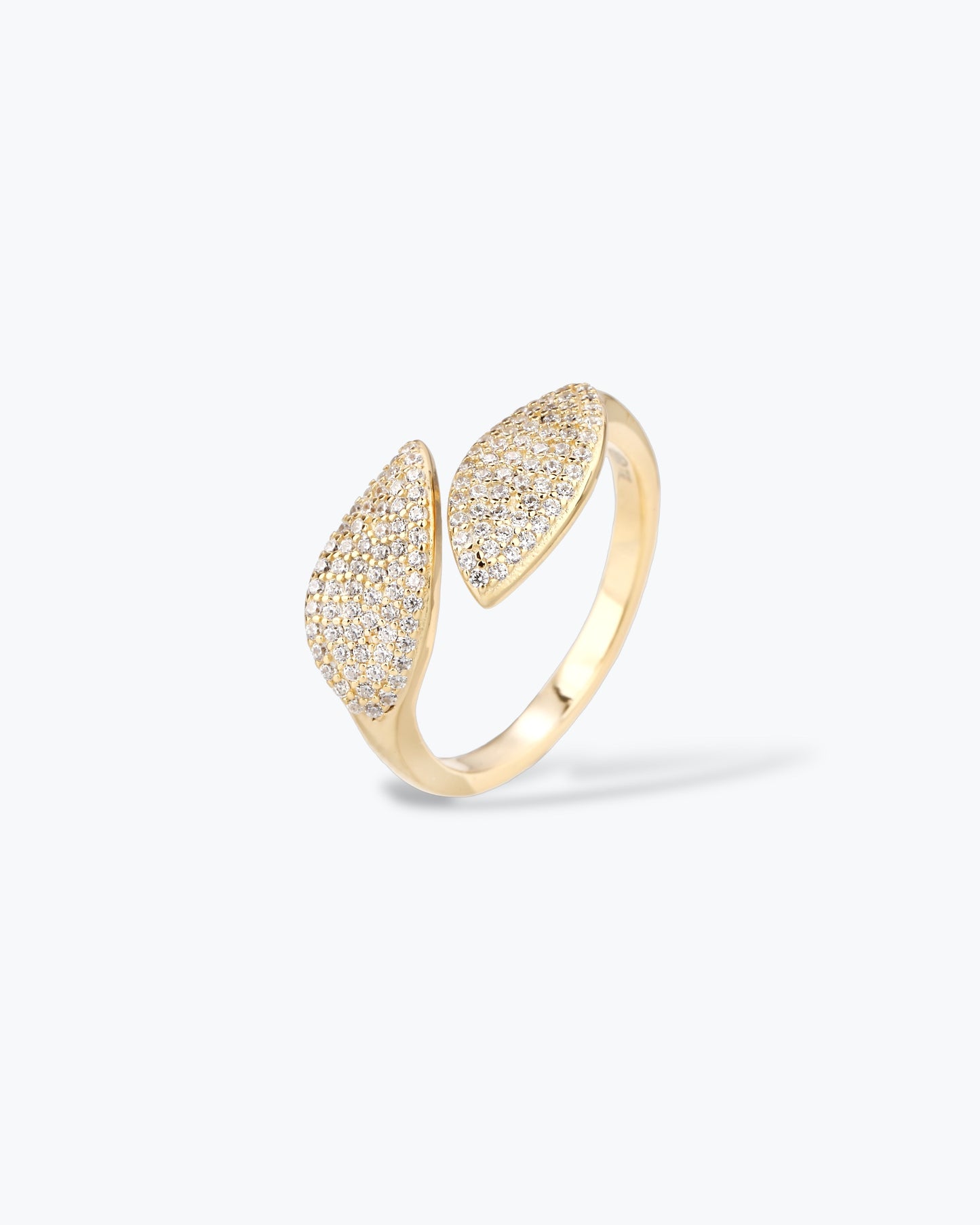 ANELLO DOPPIA FOGLIA PAVE