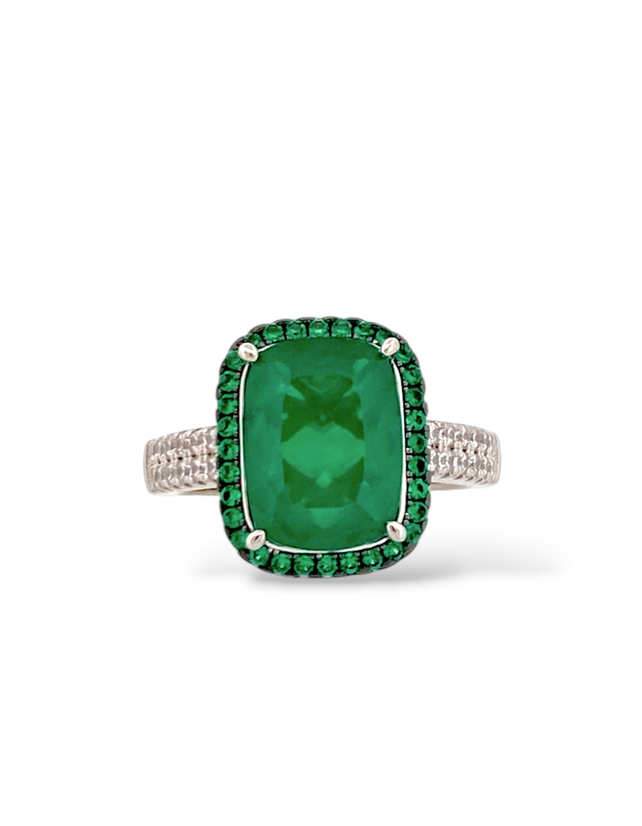ANELLO CUSHION ZIRCONE SMERALDO BRASILIANO