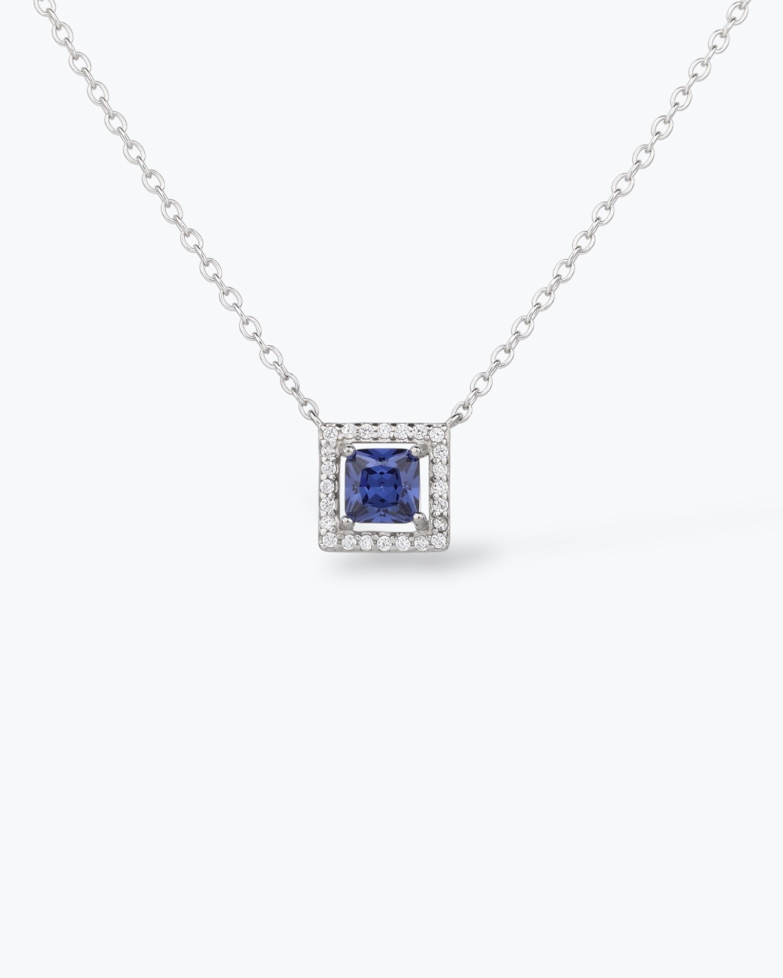 COLLANA TAGLIO QUADRATO CON ACQUAMARINA SINTETICA