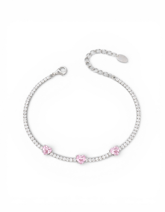 BRACCIALE TENNIS 3 CUORI CON ZIRCONI