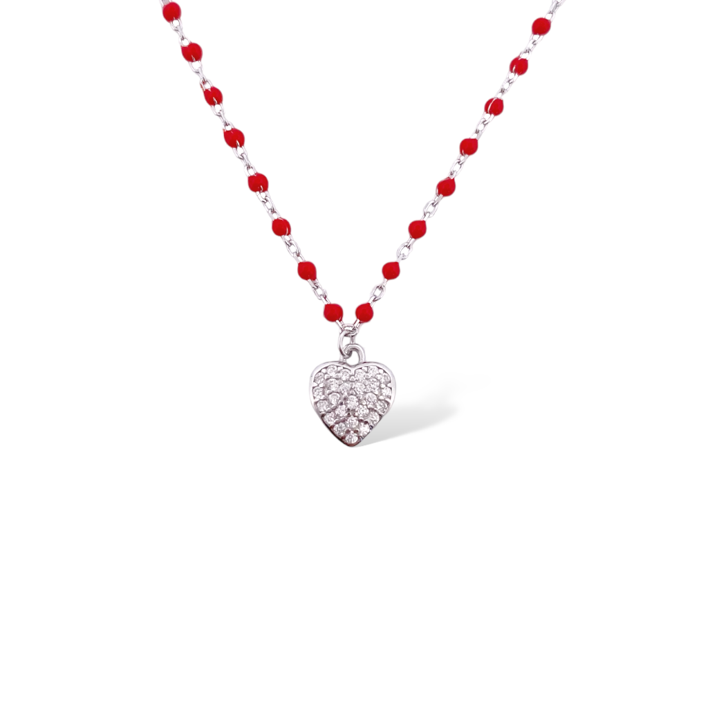 COLLANA SMALTATA CUORE ROSSO