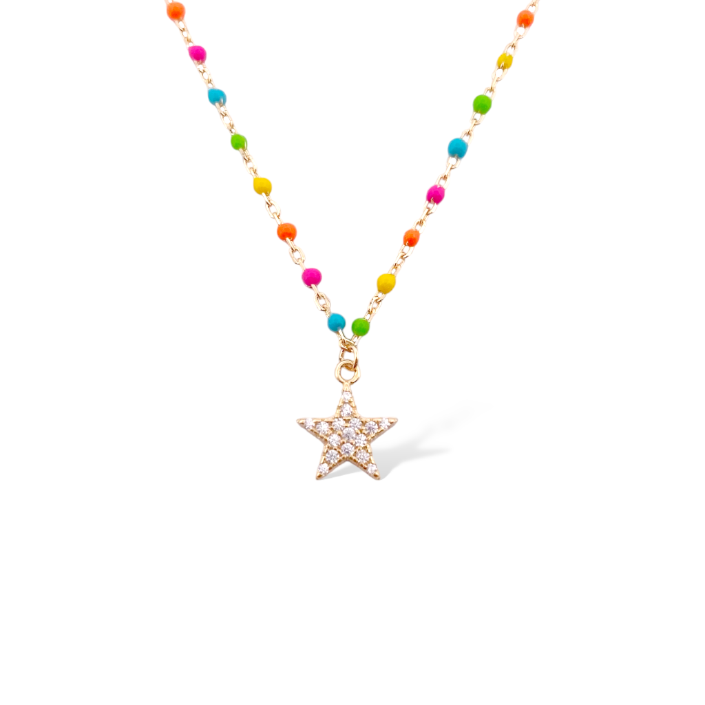 COLLANA SMALTATA CON STELLA MULTICOLOR