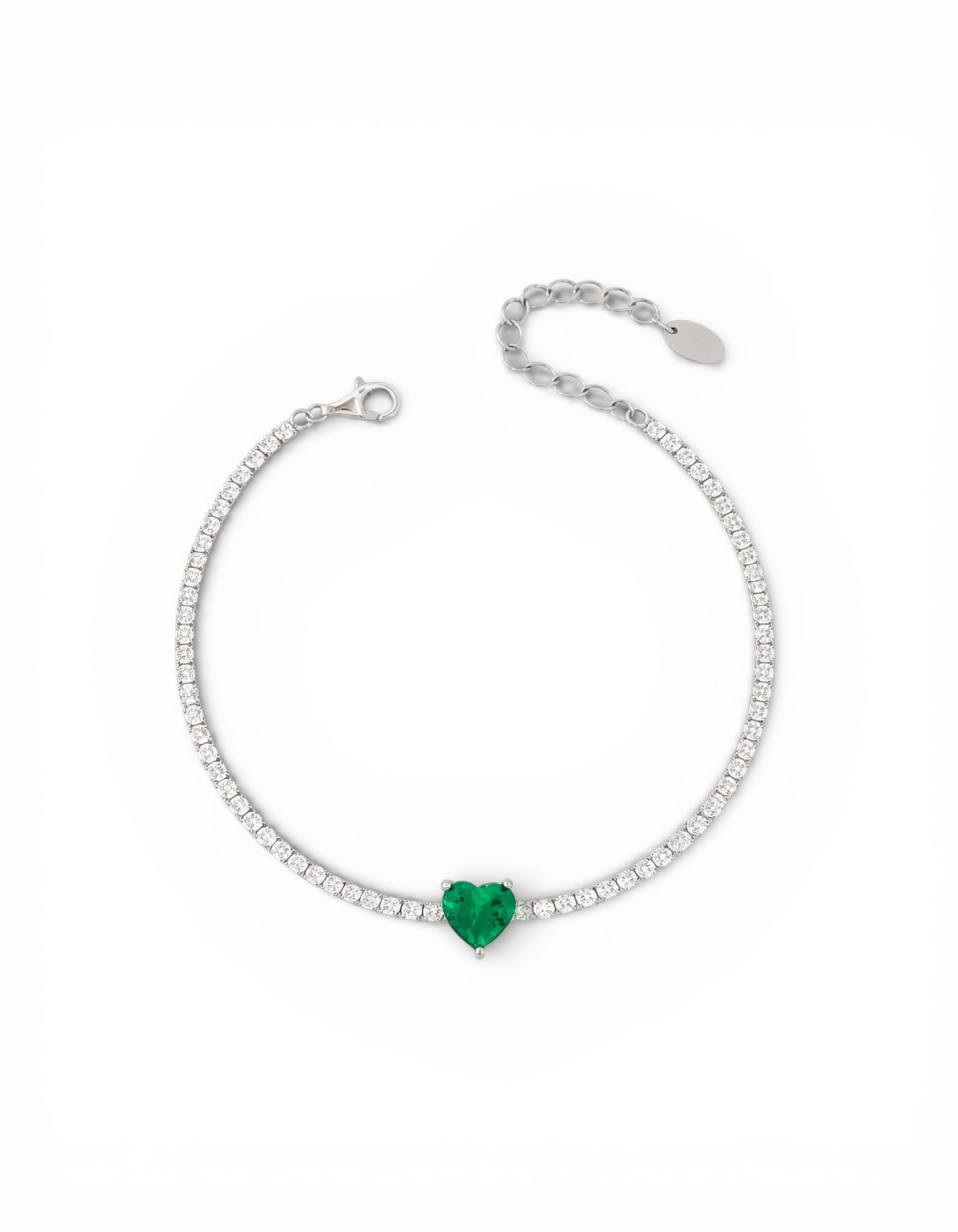 BRACCIALE TENNIS IN ZRCONI CON ZIRCONE CUORE CENTRALE