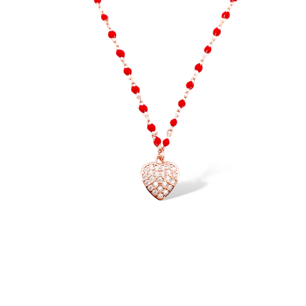 COLLANA SMALTATA CUORE ROSSO