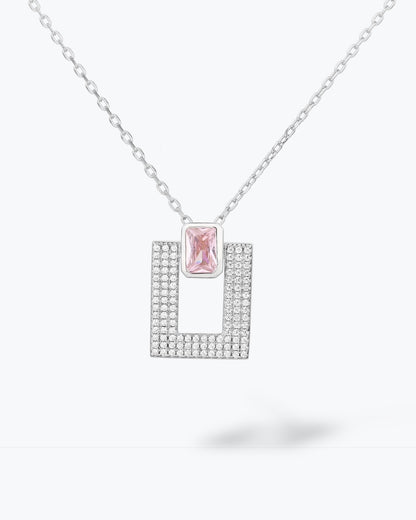 COLLANA GEOMETRICA CON ZIRCONE ROSA