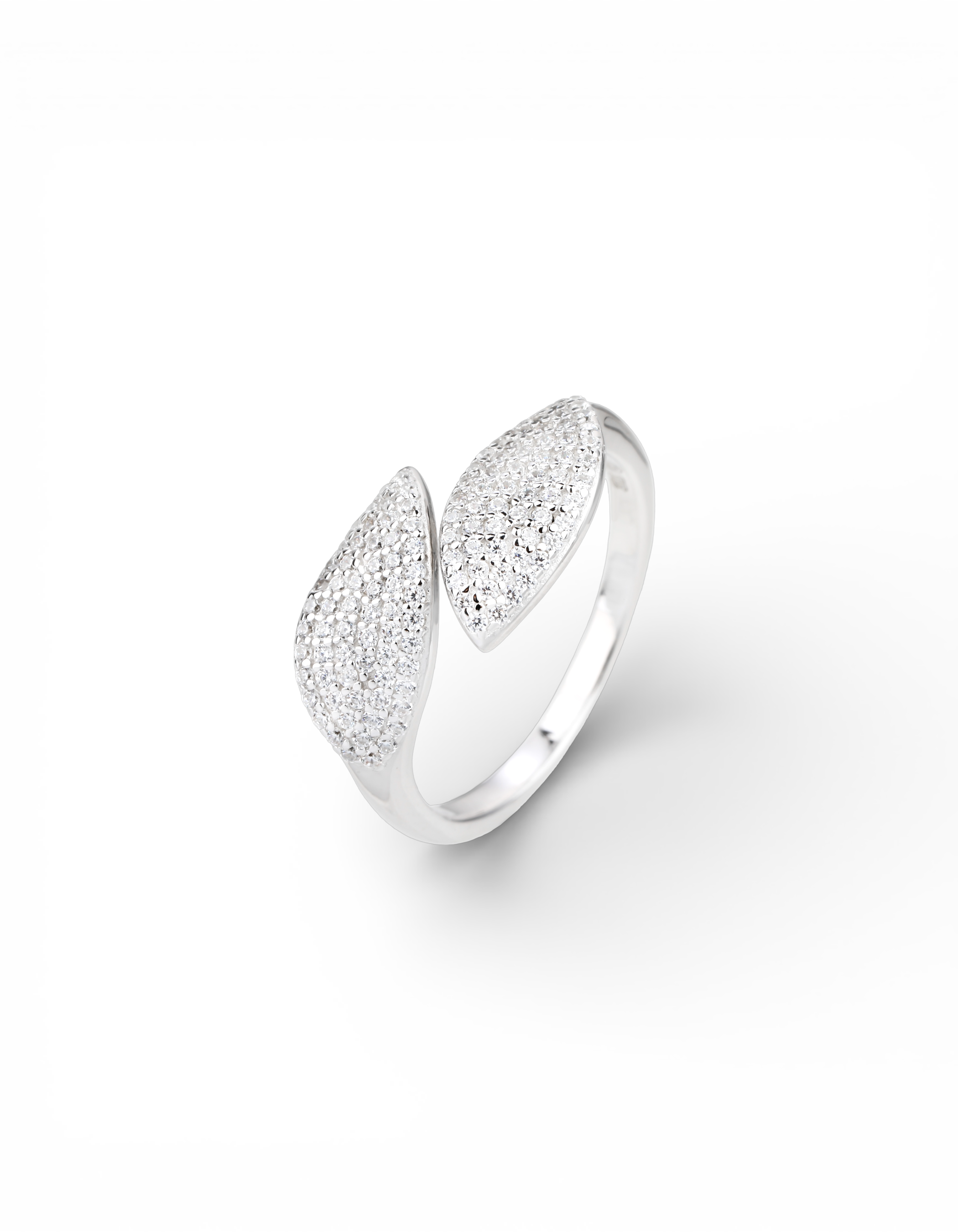 ANELLO DOPPIA FOGLIA PAVE