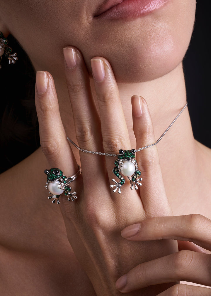 COLLANA RANA CON PERLA