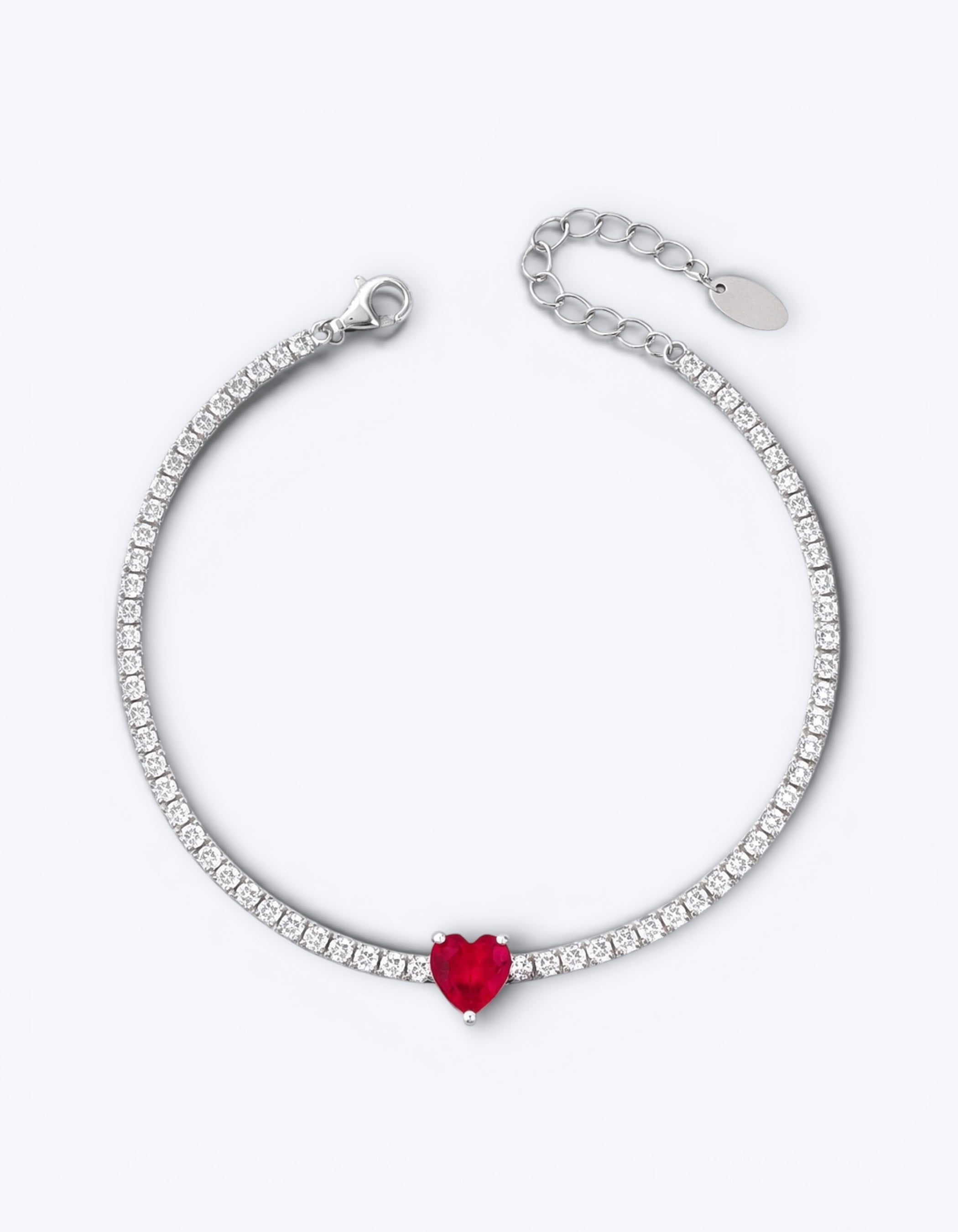 BRACCIALE TENNIS IN ZRCONI CON ZIRCONE CUORE CENTRALE