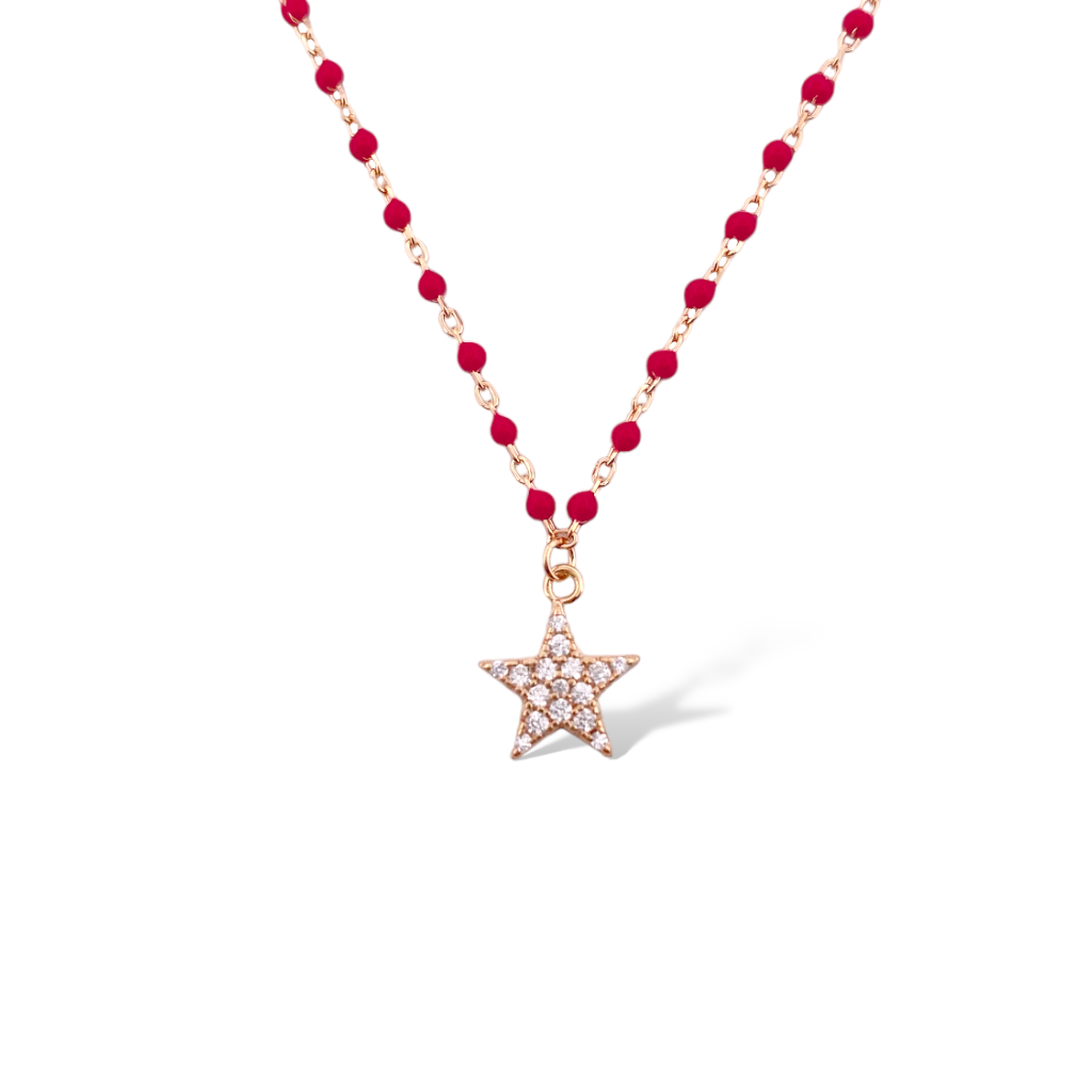 COLLANA SMALTATA STELLA ROSSA