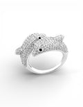 ANELLO DELFINI IN ARGENTO 925 CON PAVÉ DI ZIRCONI BIANCHI