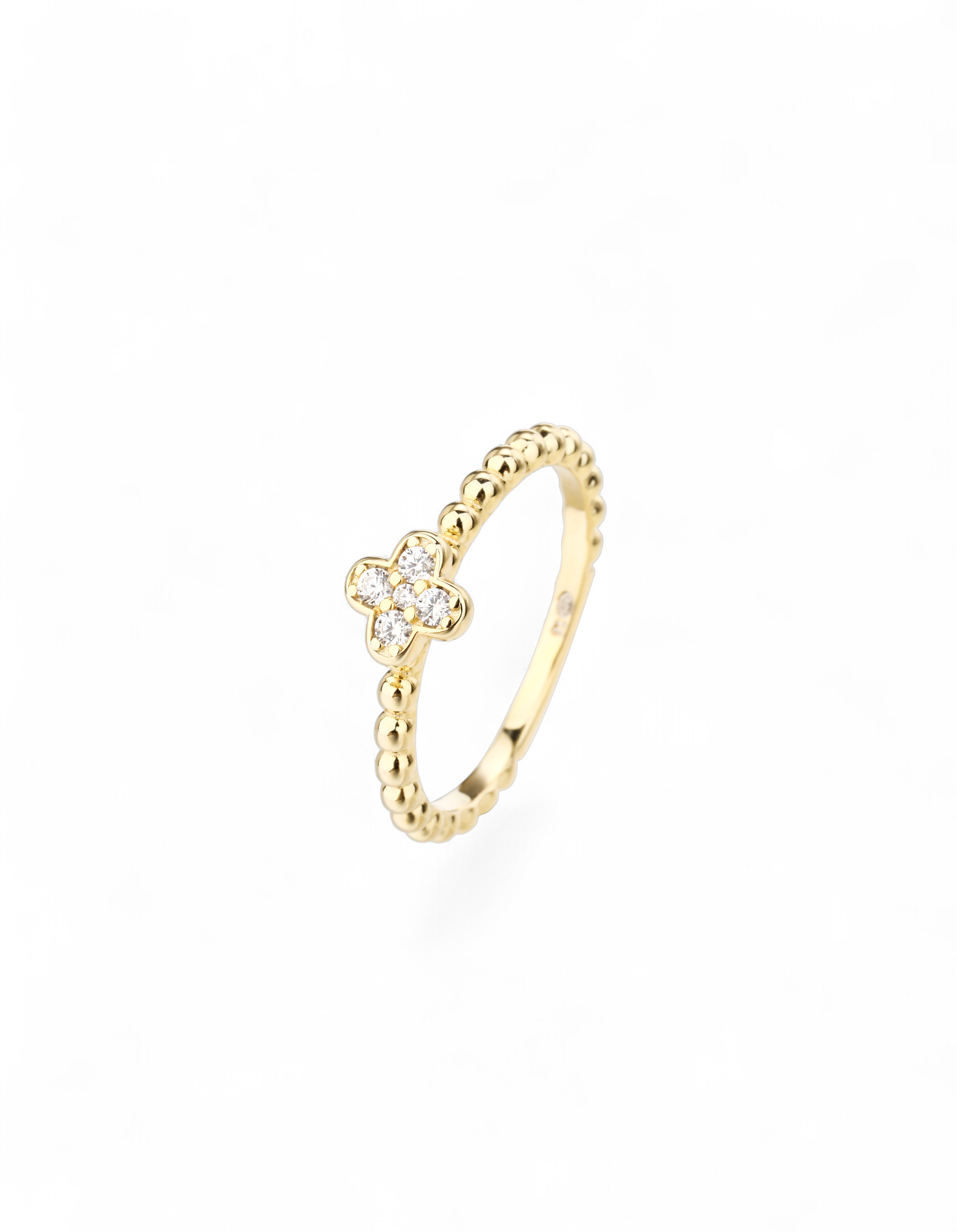 ANELLO QUADRIFOGLIO PORTAFORTUNA IN ARGENTO 925 E ZIRCONI