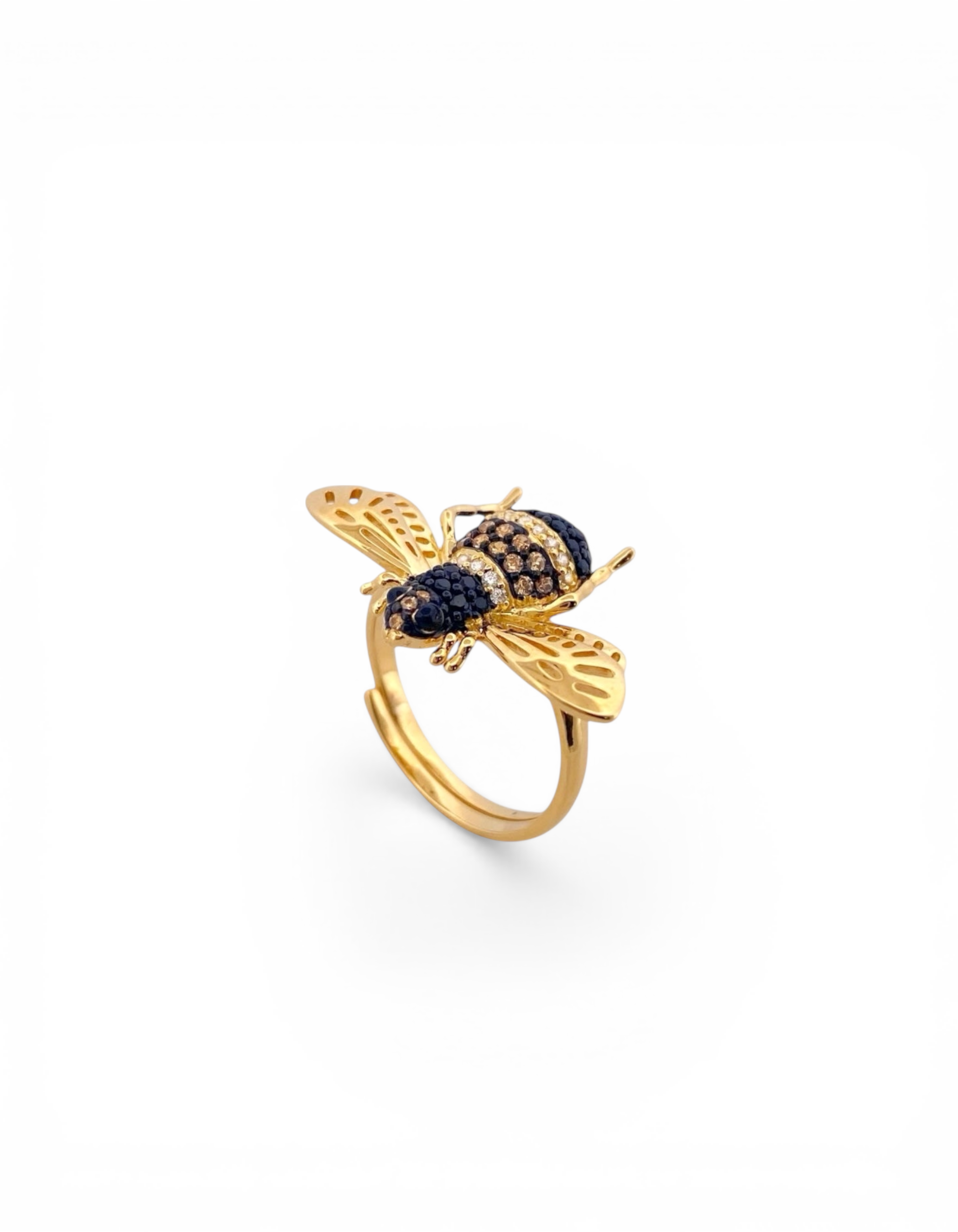ANELLO COCKTAIL APE REGALE IN ARGENTO PLACCATA ORO CON ZIRCONI