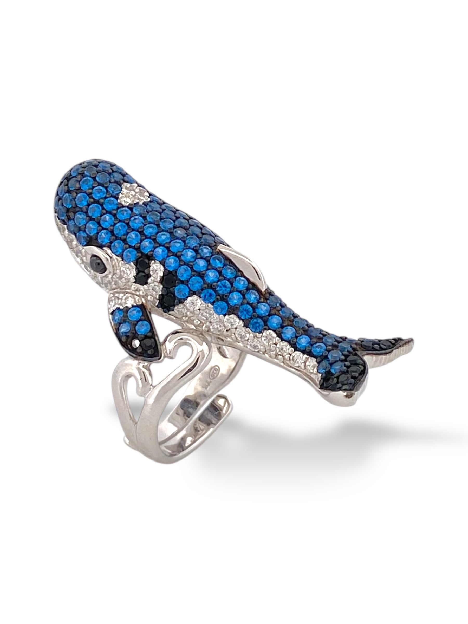 ANELLO BALENA IN ARGENTO 925 CON PAVE' DI ZIRCONI