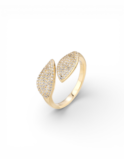 ANELLO DOPPIA FOGLIA PAVE
