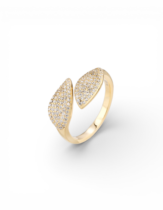 ANELLO DOPPIA FOGLIA PAVE