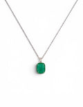 COLLANA PENDENTE CUSHION ZIRCONE SMERALDO BRASILIANO