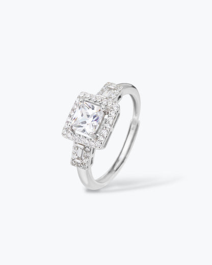 ANELLO IN ARGENTO TAGLIO QUADRATO CON CORINDONE SINTETICO