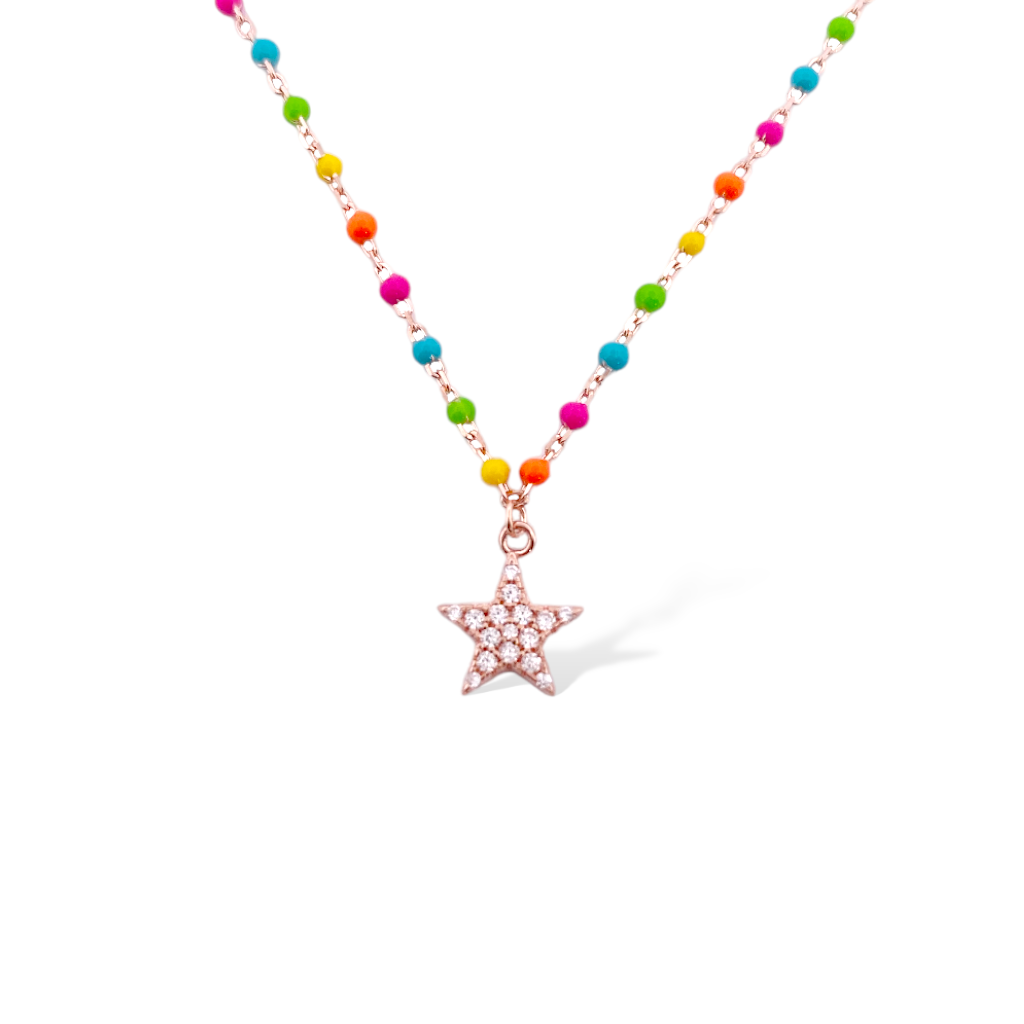 COLLANA SMALTATA CON STELLA MULTICOLOR