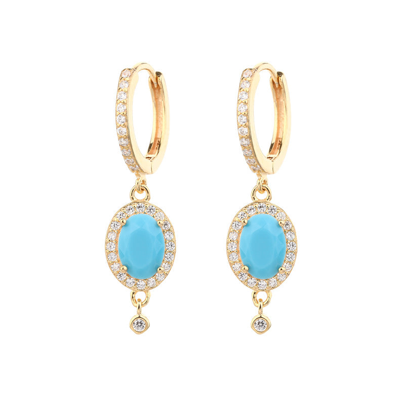 orecchini con pendente ovale color turchese in argento 925
