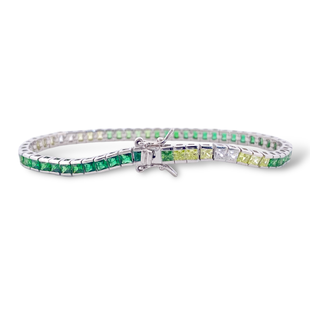 BRACCIALE TENNIS CON ZIRCONI SINTETICI VERDI