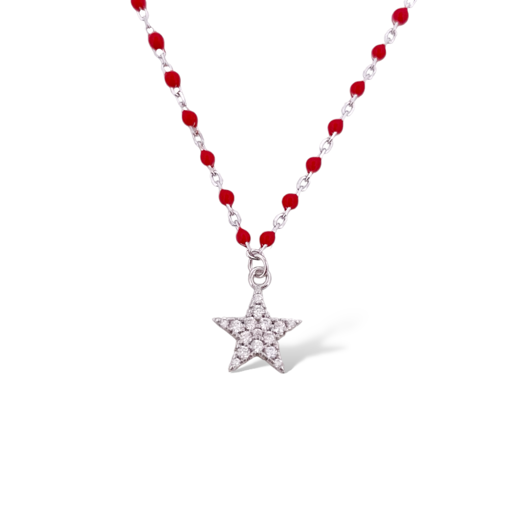 COLLANA SMALTATA STELLA ROSSA