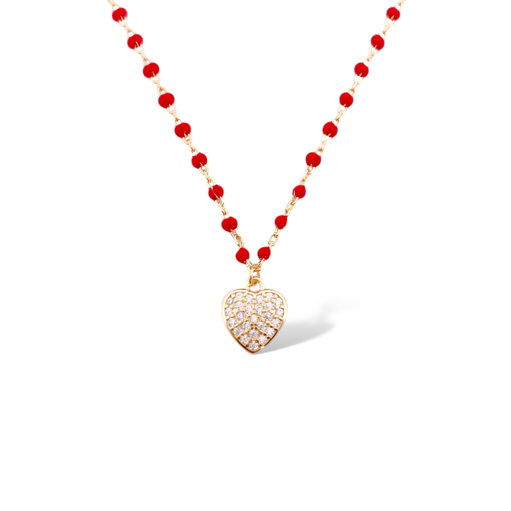 COLLANA SMALTATA CUORE ROSSO