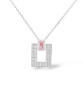 COLLANA DOPPIA FASCIA PAVÈ CON PIETRA ROSA