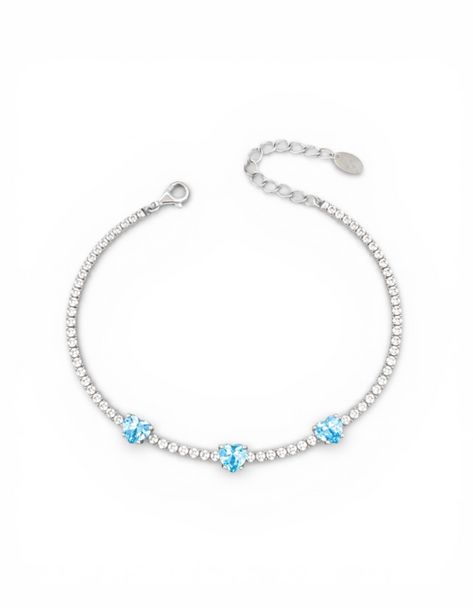 BRACCIALE TENNIS 3 CUORI CON ZIRCONI