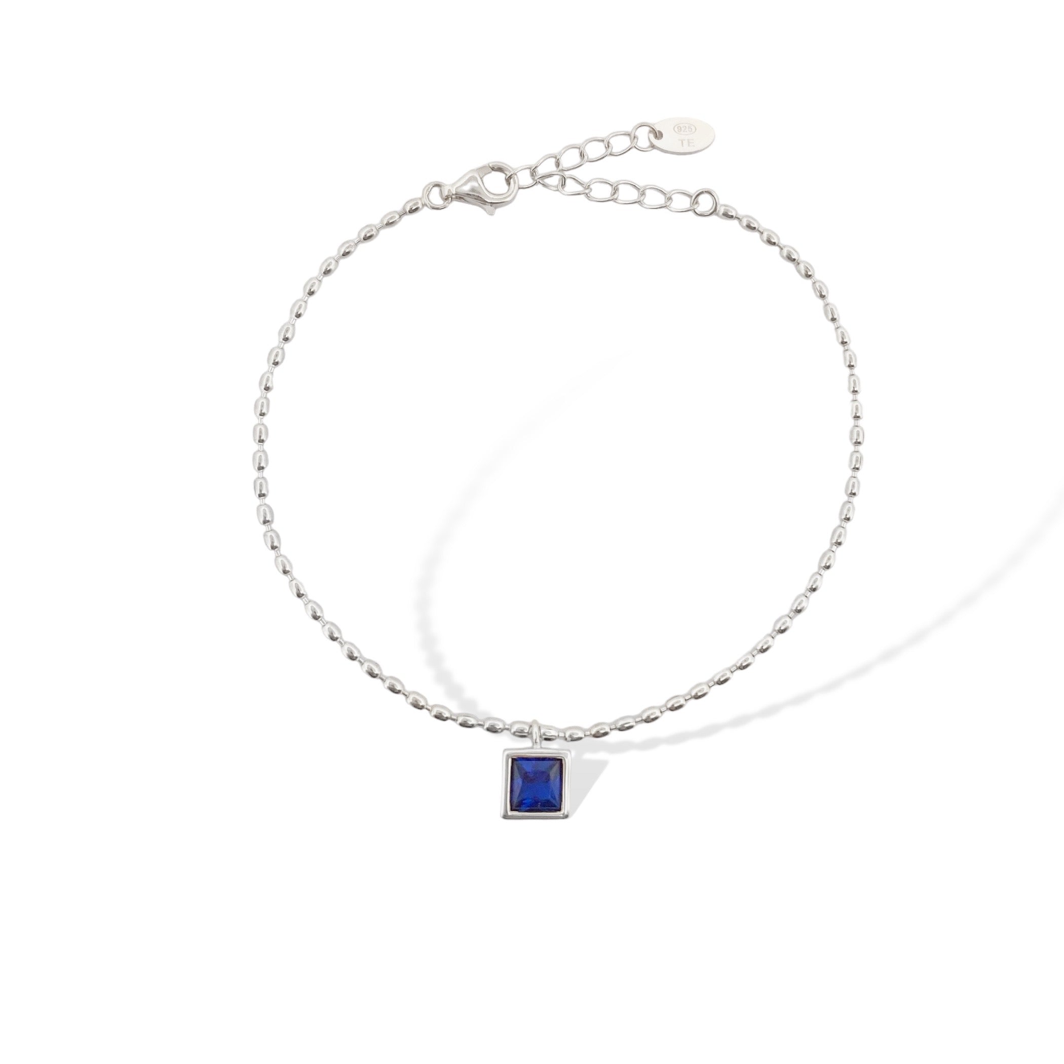 BRACCIALE CATENA CON PIETRA QUADRATA BLU