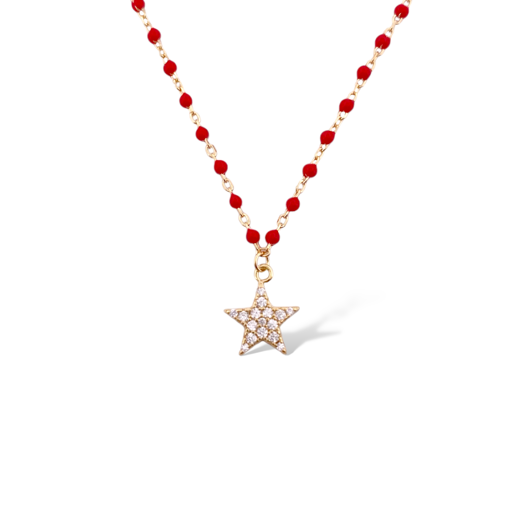 COLLANA SMALTATA STELLA ROSSA