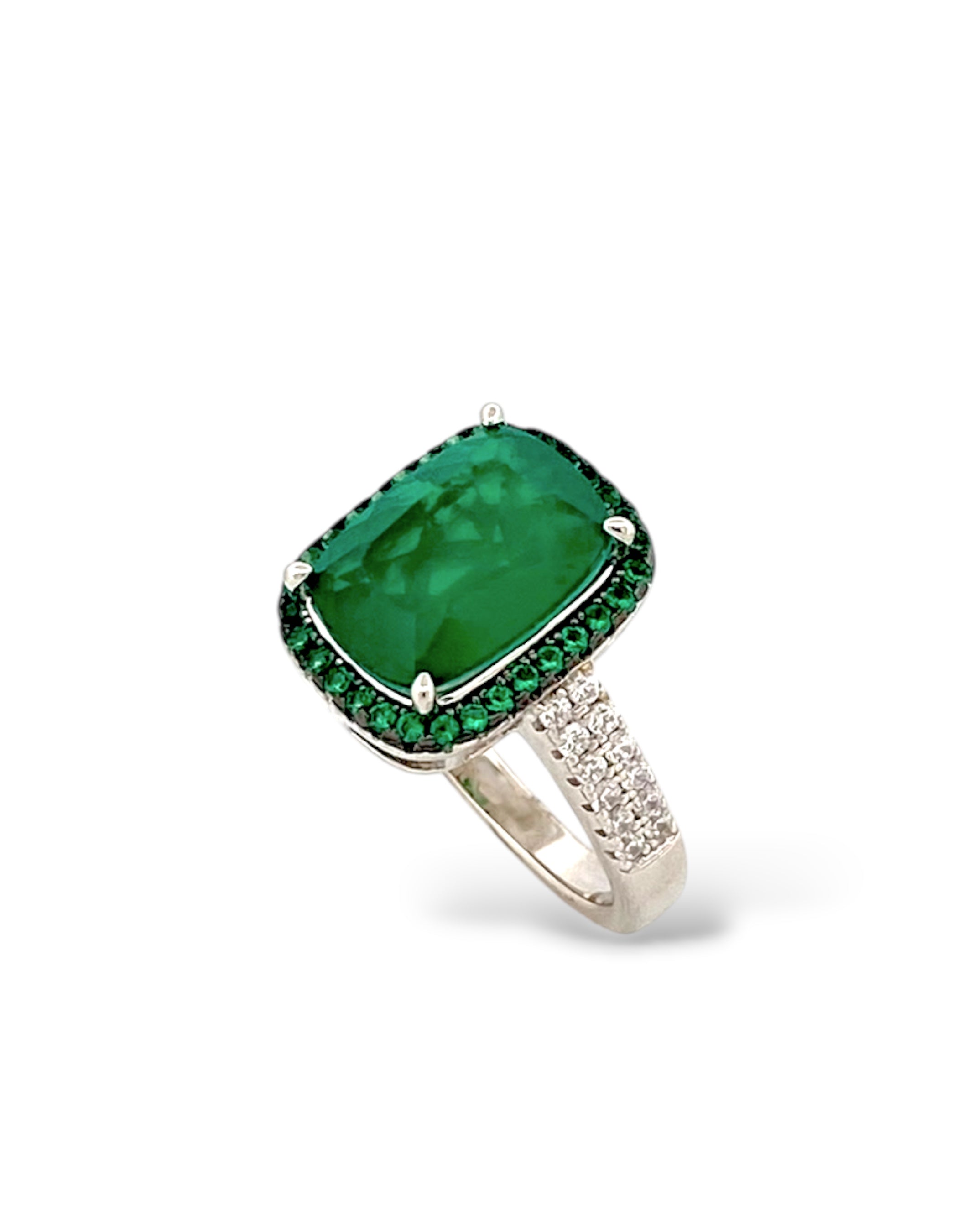 ANELLO CUSHION ZIRCONE SMERALDO BRASILIANO