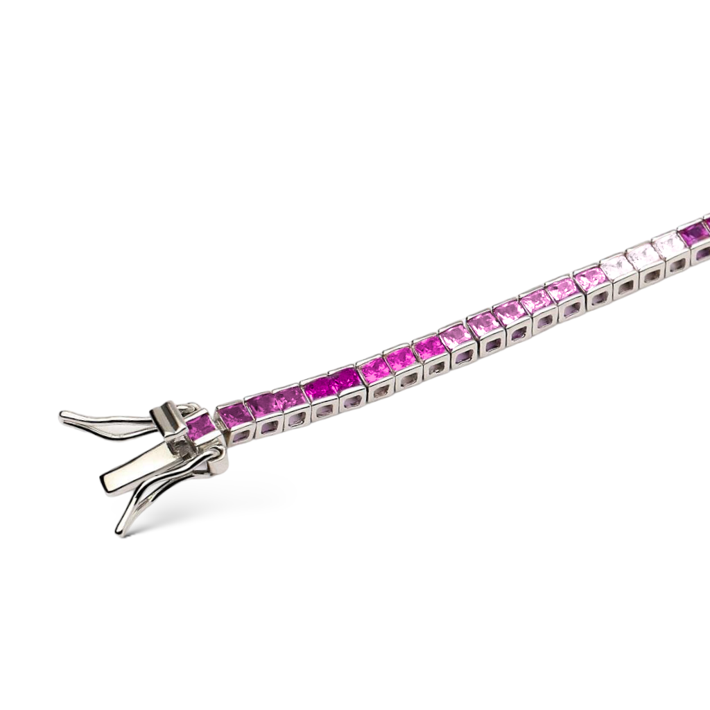 BRACCIALE TENNIS CON CORINDONI ROSA SINTETICI