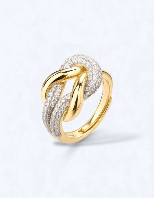 ANELLO ORO NODO CON PAVE' DI ZIRCONI