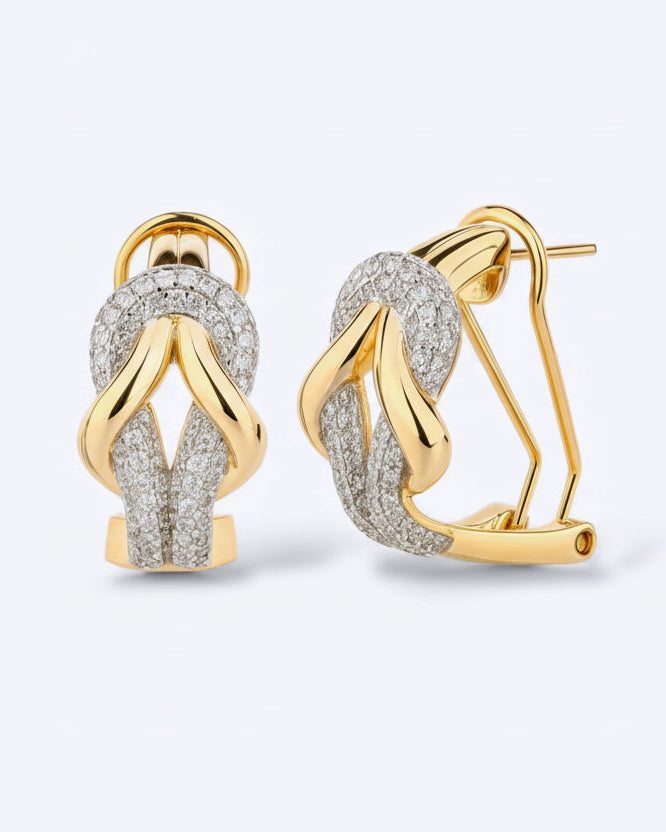 ORECCHINI ORO NODO CON PAVE' DI ZIRCONI