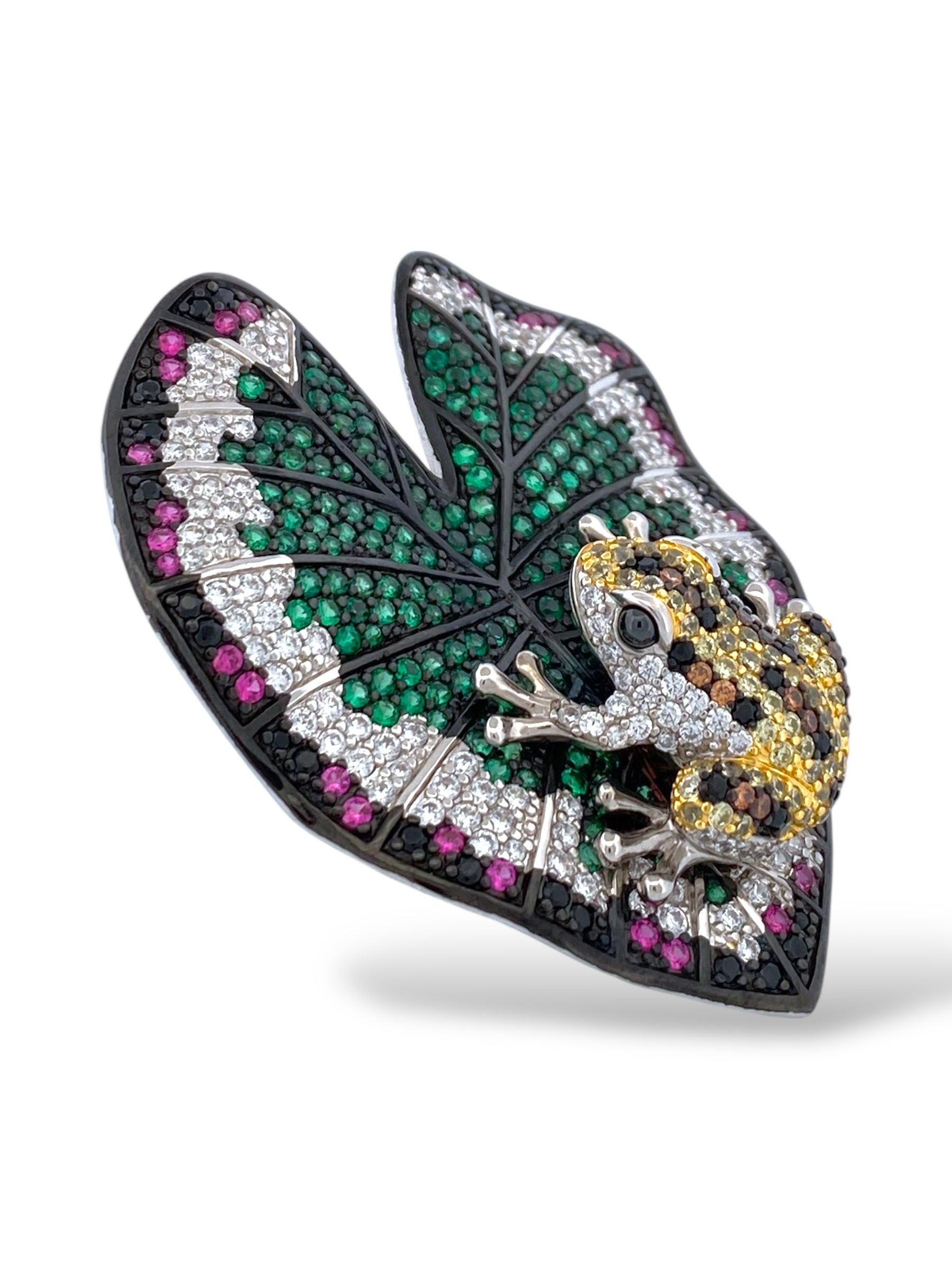 ANELLO RANA SU FOGLIA DI LOTO