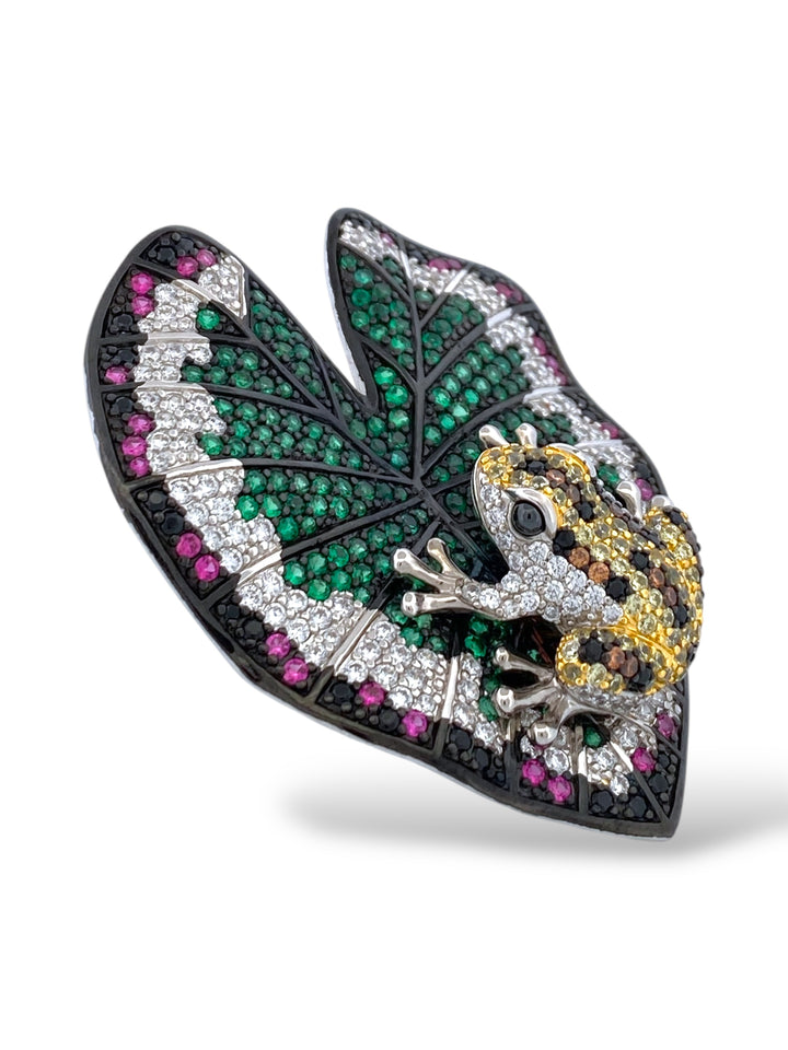 ANELLO RANA SU FOGLIA DI LOTO