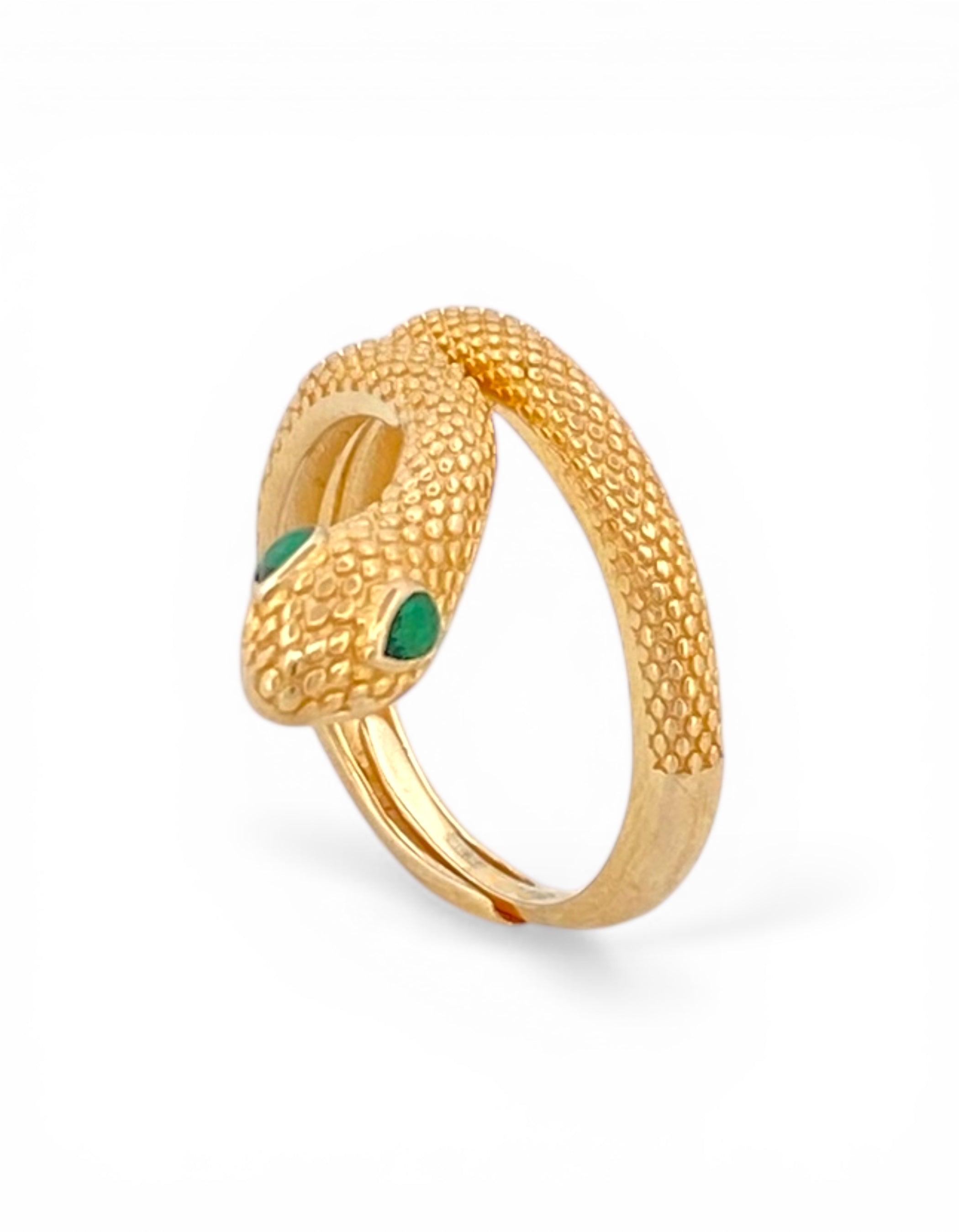 ANELLO SERPENTE ORO CON OCCHI VERDE SMERALDO