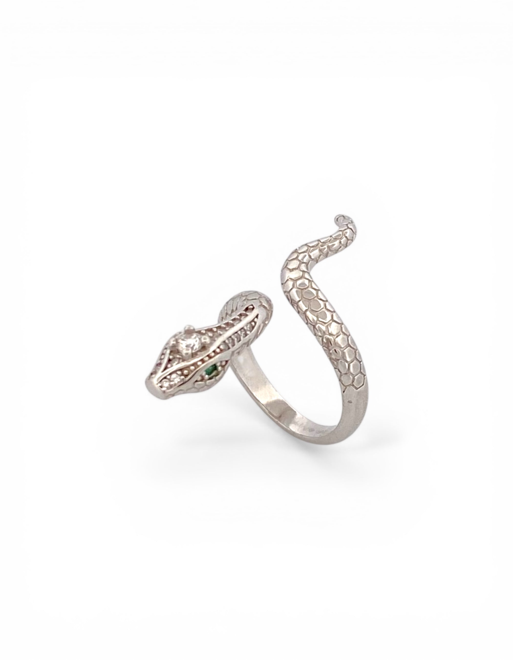 ANELLO SERPENTE CON OCCHIO VERDE SMERALDO